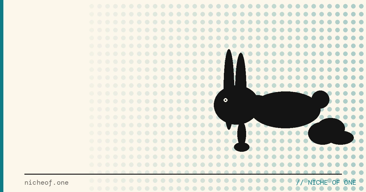 Geometric hare silhouette in mid-run against a halftone field — on cognitive style, AI-assisted creativity, and thirty years of the right mind in the wrong tools